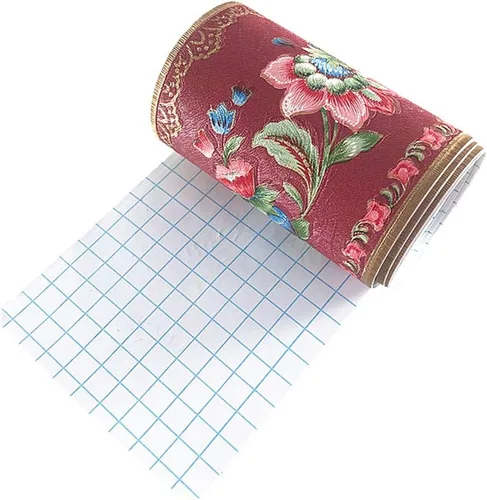 Vista 2 de Papel tapiz autoadhesivo de flores de farol, borde de PVC, bordes para baño, cocina, azulejos decorativos 16.4 ft (rojo)