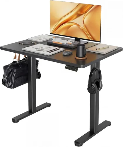 Vista 19 de Claiks - Escritorio eléctrico de pie, escritorio de altura ajustable para trabajar sentado o de pie, escritorio de oficina en casa con tablero