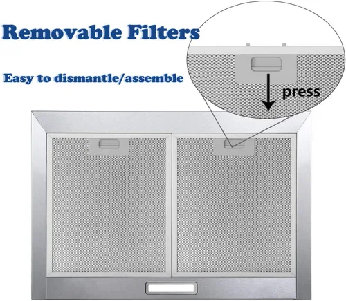 Vista 10 de Campana de Ventilación de Pared Tieasy de 36 Pulgadas con Conducto Convertible con y sin Conductos, Campana de Cocina de Acero Inoxidable