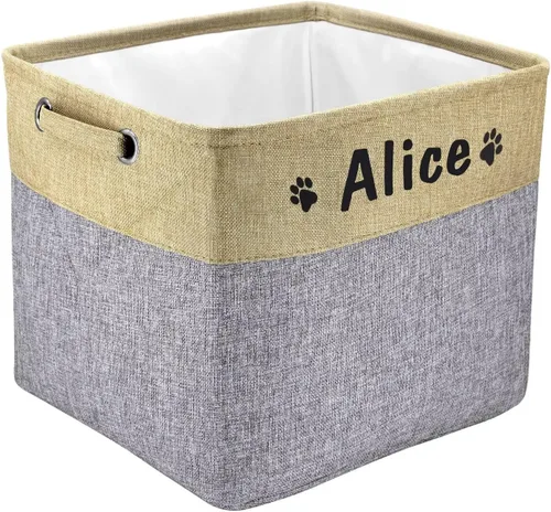 Vista 13 de PET ARTIST Cesta plegable de almacenamiento de juguetes para perros con nombre personalizado de la mascota, caja de almacenamiento rectangular