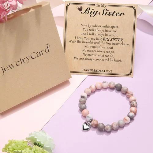 Vista 6 de jewelrycard Jewelry&Card - Regalos de Navidad para hermana mayor, pulsera de piedra natural, regalos de cumpleaños para hermanas mayores, regalos
