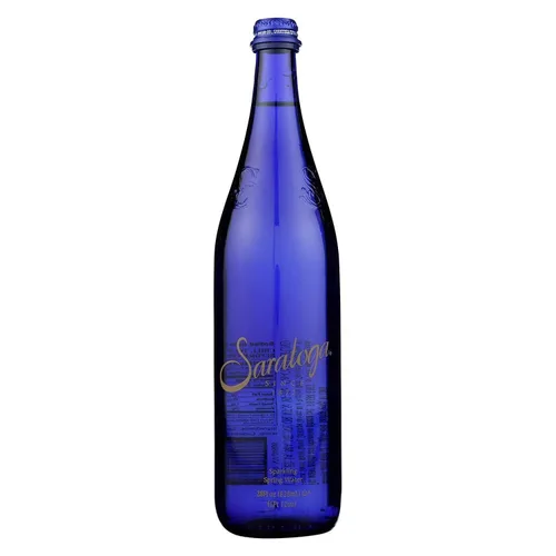 Vista 2 de Saratoga - Agua de manantial con gas, botella de vidrio azul cobalto de 28 onzas (paquete de 3, total de 84 onzas líquidas)