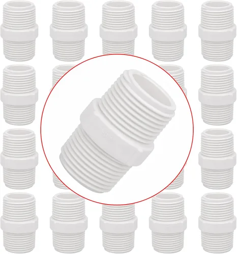 Vista 20 de Paquete de 20 adaptadores de acoplamiento niple de PVC de 1/2 pulgada (macho x macho) rosca de tubería PVC NPT de 1/2" para fontanería, uso
