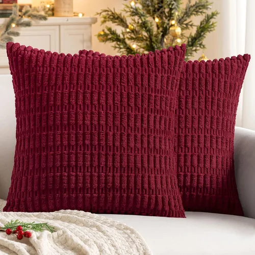 Vista 53 de MIULEE - Juego de 2 fundas decorativas para cojines, de pana suave y con moderno estilo campestre bohemio a rayas, decoración de primavera