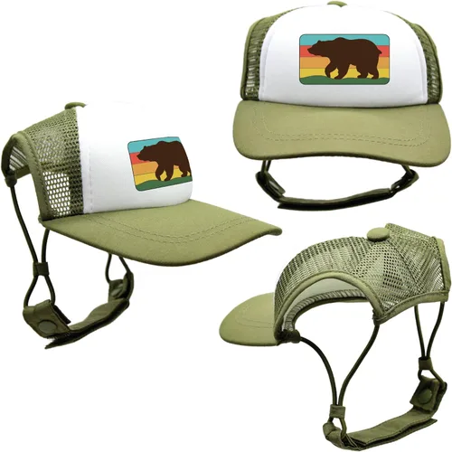 Vista 14 de Nature Collection, sombreros de camionero PupLid para perros (XXS) Protección solar elegante de alta calidad para el perro moderno, ajustable