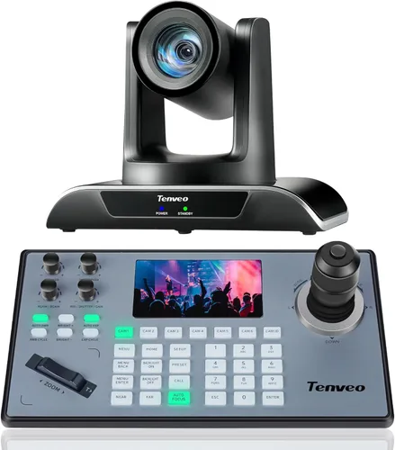 Vista 11 de Tenveo Cámara 4K NDI PTZ AI Humanoide y Face Auto-Tracking HDMI/USB3.0/LAN (PoE) Zoom óptico 20X (*2) y 7 '' LCD Quad-Screen NDI PTZ Joystick