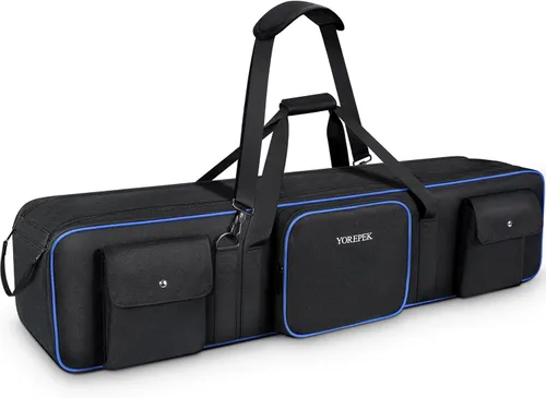 Vista 10 de YOREPEK Bolsa de transporte para trípode, bolsa de soporte ligero con 2 acolchados protectores, funda grande de 30.5 pulgadas para equipo de estudio