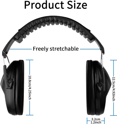 Vista 14 de Orejeras de protección, orejeras de seguridad con reducción de ruido, orejeras de disparo, NRR de 20 dB, protectores de oídos para adultos y niños