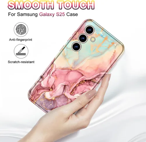 Vista 3 de Btscase para Samsung Galaxy S25, [Probado contra caídas de grado militar] Funda protectora de diseño de patrón de mármol, resistente, delgada