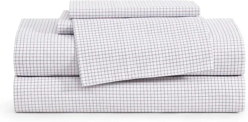 Vista 31 de Tommy Hilfiger - Sábanas para cama individual, ropa de cama de percal de algodón crujiente y fresca con funda de almohada a juego, juego de cama