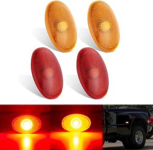 Vista 16 de Nilight 2.5 pulgadas de luz lateral ovalada 2 LED 8 unidades ámbar 80LM alto lumen impermeable montaje en superficie 12V cable directo para camión