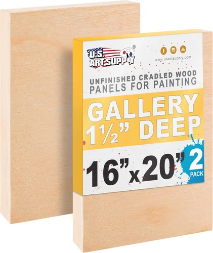 Vista 12 de U.S. Art Supply Paneles de madera acunados sin terminar de 5 x 7 pulgadas para pintar, galería de 1-1/2 pulgadas de profundidad