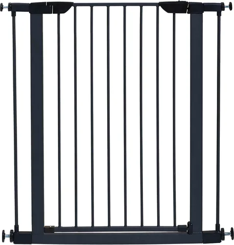 Vista 5 de MidWest Homes for Pets Puerta para mascotas de 29 pulgadas de alto con marco de grafito texturizado y puerta de madera decorativa, se expande a 38