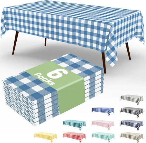 Vista 18 de misaya Paquete de 4 manteles desechables de búfalo, mantel de plástico impermeable de 54 x 72 pulgadas, manteles rectangulares a cuadros caqui