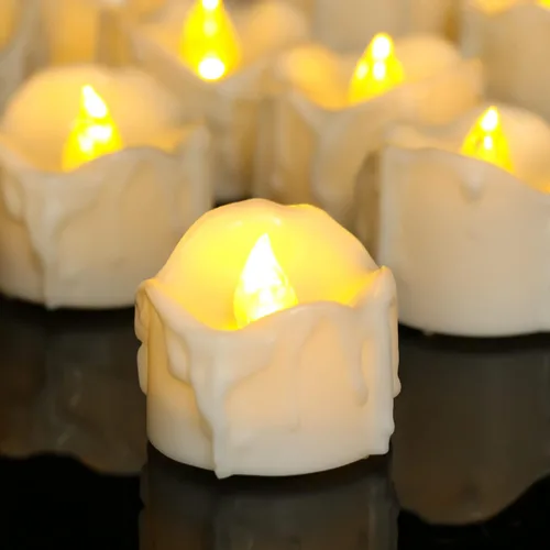 PChero Velas de Té con Temporizador, 12 Paquetes de Velas LED sin Llama Parpadeantes Operadas con Pilas, Velas Votivas Eléctricas para Decoraciones