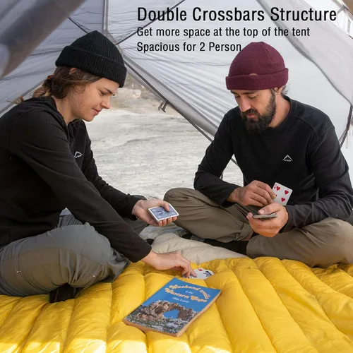 Vista 5 de Naturehike Mongar - Tienda de campaña para mochileros para 2 personas, ligera para 3 estaciones, impermeable, para senderismo, barras transversales