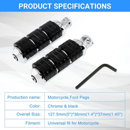 Vista 6 de Estriberas de motocicleta, barra de protección del motor, reposapiés de carretera, con goma acolchada antideslizante, ajuste universal para Harley