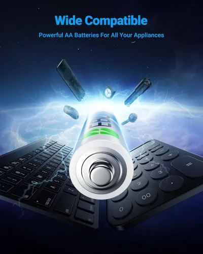 Vista 3 de EBL - Pilas AA de 20 unidades no recargables de 1.5V alcalinas doble A, pila alcalina AA de larga duración para dispositivos domésticos, vida útil