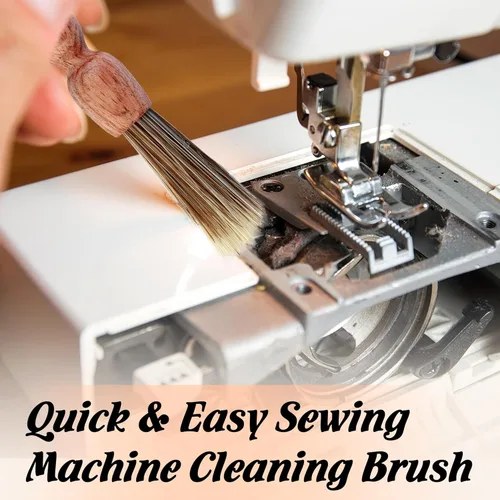 Vista 5 de Savina Cepillo de limpieza para máquinas de coser y sergers - Herramienta de coser, cepillo de pelusa de madera con una correa para colgar