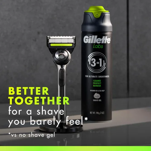 Vista 8 de Gillette Labs - Gel de afeitar espumoso rápido para hombres, sin alcohol, tinte y parabenos con vitamina B3 y algas marinas, refresca y calma