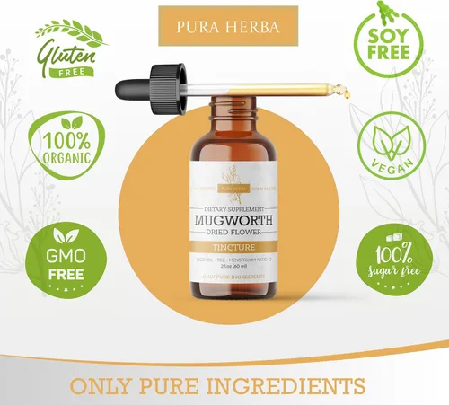 Vista 3 de Pura Herba Mugwort - Extracto orgánico de artemisa líquida, sin alcohol, vegano, 2 onzas líquidas