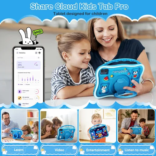 Vista 7 de MengDash Tableta para niños, tableta de 10.1 pulgadas para niños de 3 a 10, tableta educativa de aprendizaje para niños pequeños Android 14, 8 GB