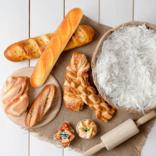 Vista 6 de Pan artificial realista de pan francés de 13.7 pulgadas, simulación de pastel de alimentos, pan falso, baguette, postre para panadería de Navidad