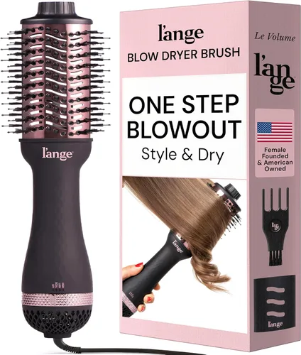 Vista 7 de L'ANGE HAIR - Cepillo secadora de aire caliente Le Volume 2 en 1 de titanio para todo tipo de cabello, de 75 mm con barril ovalado, para obtener