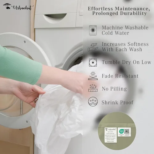 Vista 75 de URBANHUT Juego de sábanas de algodón egipcio de 1000 hilos tamaño completo, 4 piezas, suaves y transpirables, sábanas de hotel de lujo que se