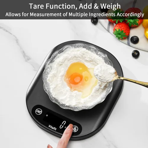 Vista 7 de Vitafit - Báscula digital para alimentos de 15 kg/33 lb de alta precisión de 0.1 oz/1 g, nuestra propia báscula de cocina de fábrica profesional