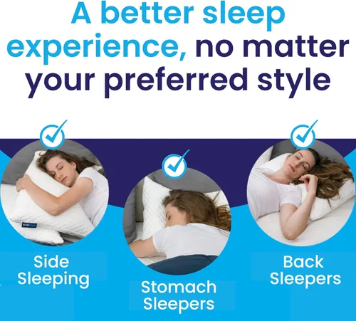 Vista 4 de Sidney Sleep Almohada para personas que duermen de lado y de espalda, comodidad para el dolor de cuello y hombros, relleno de espuma viscoelástica