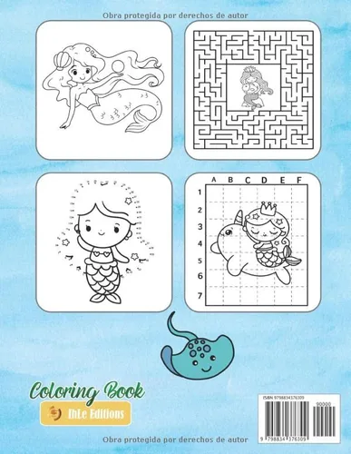 Vista 2 de SIRENITAS Libro de actividades y de dibujo Recomendado para niños de 4 a 8 años (Spanish Edition)