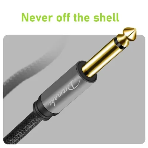 Vista 2 de DREMAKE Paquete de 2 cables de micrófono de interconexión TS mono de 3 pines hembra a 1/4 de pulgada (Jack 0.250 in), cable de micrófono TS