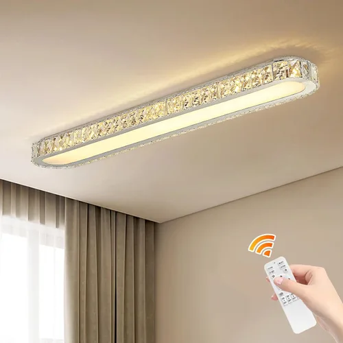 Vista 11 de Qcyuui Luces LED de Techo Regulables 46.4'' Accesorios de Iluminación para Cocina de Techo Negro Empotrado con Control Remoto Luz de Techo Lineal