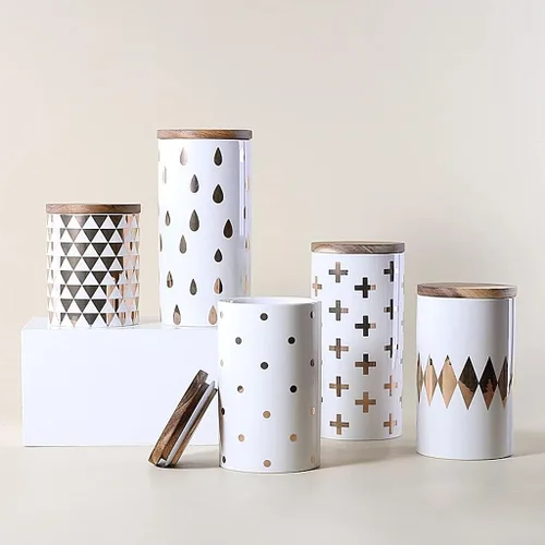 Vista 7 de Tarro de almacenamiento de cerámica, tarro hermético de cerámica, tarro de almacenamiento de alimentos, tarros redondos de galletas con tapa