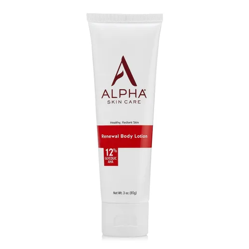 Alpha Loción corporal revitalizante para el cuidado de la piel, 12% AHA glicólico, hidratante diario simple y eficaz, hidrata y exfolia para una