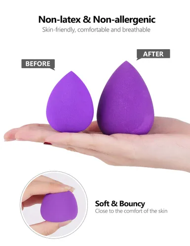 Vista 4 de Esponja de maquillaje InnoGear, 10 esponjas de maquillaje, set de mezcla de maquillaje de belleza, Puff de aplicación de mezcla, polvo de crema