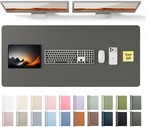 Vista 116 de YSAGi Protector de escritorio de cuero, tapete de oficina, alfombrilla grande para mouse, secante de cuero PU antideslizante, escritorio