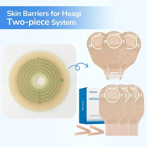 Vista 6 de 10 unidades de barrera cutánea con borde no tejido para bolsas de colostomía de dos piezas, cortadas para ajustar, 2.756 in máx