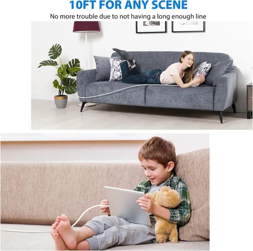 Vista 7 de Cargador de iPhone de 25 W, paquete de 2 adaptadores de carga rápida USB C de 25 W PD de pared con 2 cables tipo C a Lightning de 10 pies de largo