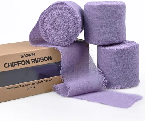 Vista 24 de 3 rollos de cinta de gasa con flecos hecha a mano, de chifón, color negro, de 1.5 pulgadas de ancho x 7 yardas de largo, cinta estilo seda