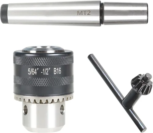 Vista 2 de Portabrocas 5/64-1/2 B16 con eje cónico MT2, mini torno de metal, herramienta de taladro de cola, apta para fresadora de torno