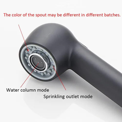 Vista 4 de Cabezal de repuesto para fregadero de cocina, 2 funciones, de níquel cepillado, color negro