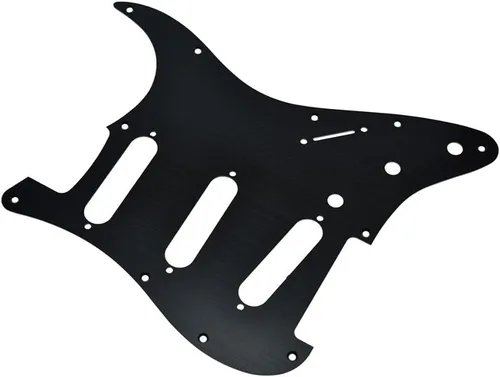 KAISH 11 Agujeros Metal Aluminio Anodizado Estilo Moderno ST/Strat SSS Pickguard Guitarra Guardia Pública Scratch Plate para USA/México Negro