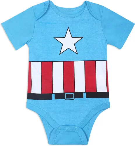 Vista 2 de Marvel Avengers Baby Boys 5 Pack Short Sleeve Bodysuit for Newborns and Infants BlueRedBlackGreen