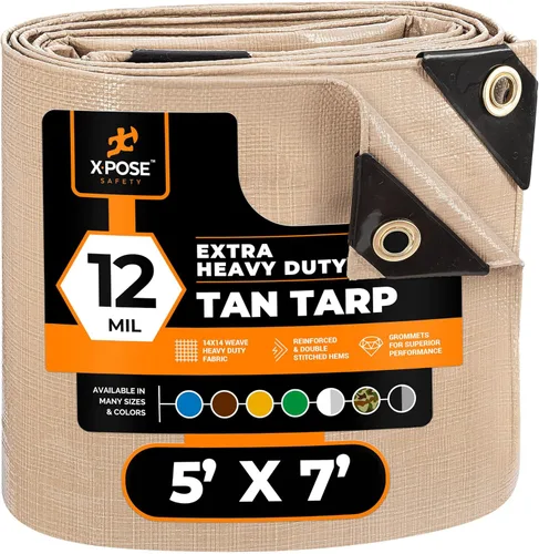 Vista 68 de Xpose Safety Lona protectora de polietileno plateado resistente de 5 x 7 pies - Funda protectora multiusos - Duradera, resistente al agua
