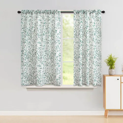 Vista 8 de VOGOL Cortinas pequeñas para ventana, lindas cortinas cortas con estampado de pájaros para cuarto de bebé, baño, cafetería, puerta, cabeza, 30 x 24
