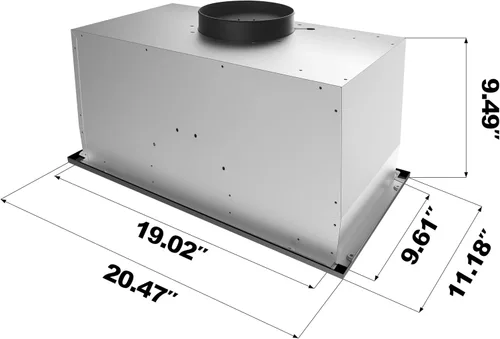 Vista 2 de CIARRA Campana extractora de insertar para encimera de 20 pulgadas con control de botón pulsador 650 CFM Campana extractora negra para encimera