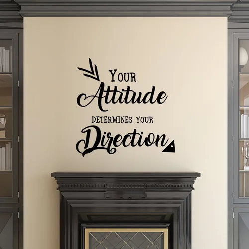 Vista 2 de Aurabeam Your Attitude Determines Your Direction - Cita inspiradora - Calcomanía artística de pared - 23 x 23 pulgadas - Calcomanía de vinilo