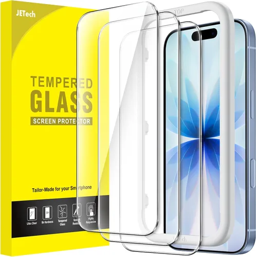 Vista 20 de JETech - Protector de pantalla para iPhone 15 de 6.1 pulgadas, película de vidrio templado con herramienta de fácil instalación, compatible